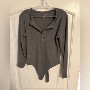 American Eagle Charcoal Ribbed Bodysuit